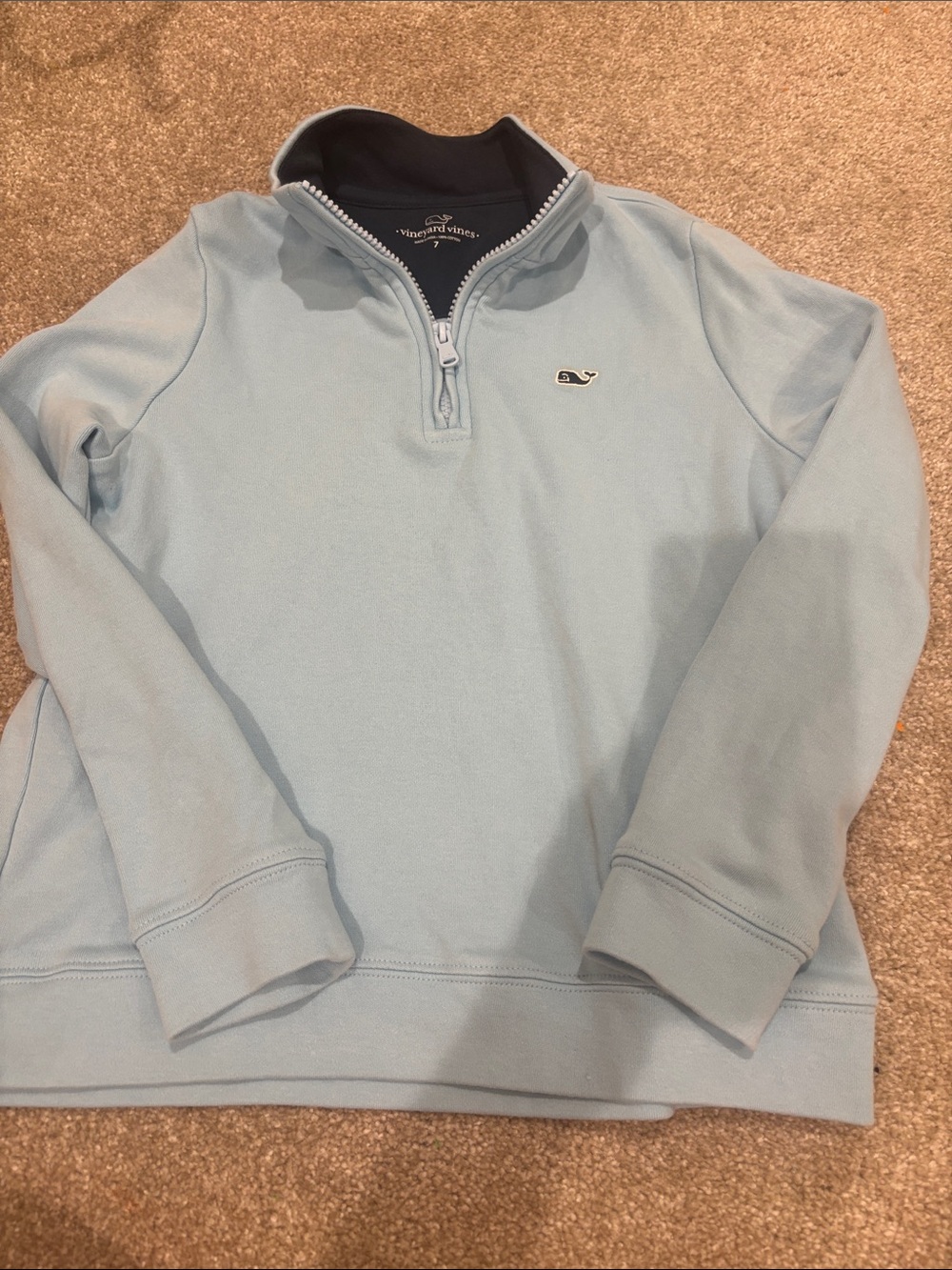 Vineyard Vines Kids Size 7 Pale Blue Quarter-Zip Pullover